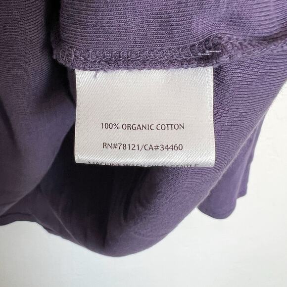 Eileen Fisher Shirt Top XL Purple Organic Cotton Round Neck Tee Long Sleeve - Picture 3 of 4
